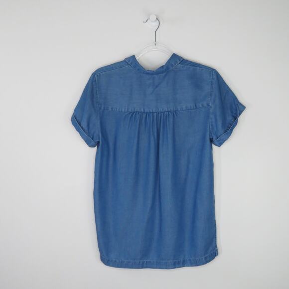 A New Day Chambray Button Down Blouse Small Retro Casual - Picture 3 of 6